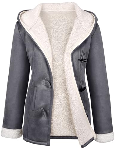 svanco damen hoodie fleecejacke oversize plüsch mit kapuze lammwolle winterjacke