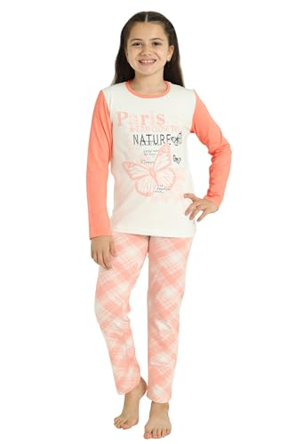 loreza mädchen pyjama baumwolle set, schlafanzug zweiteilig, 152-158, modell 2