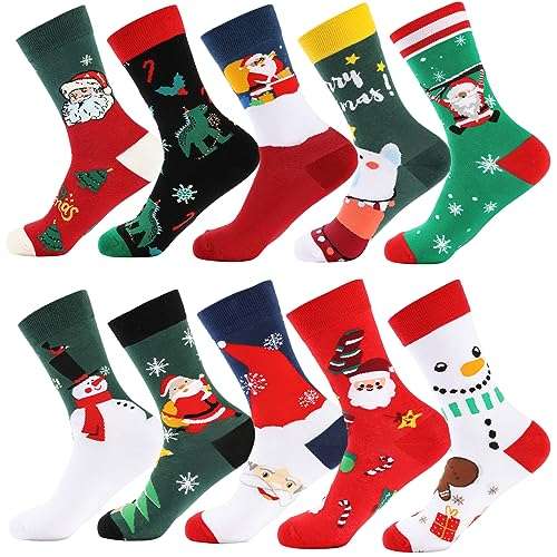 edwinene weihnachtssocken unisex 10 paar lustige socken für damen und herren 37-46