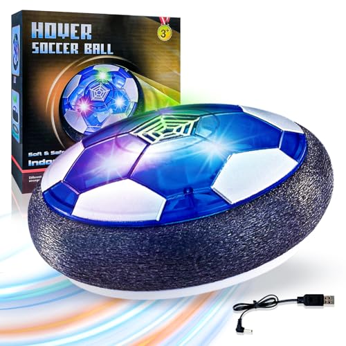 Air Power Fußball, USB wiederaufladbarer Hover Ball mit Schaumstoff-Puffer und LED-Lichtern für Kinder 3-12 Jahre