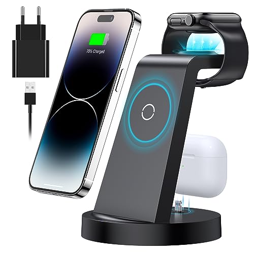 kabellose ladestation für iphone 15 14 13 12 11 pro, apple watch und airpods pro, lila