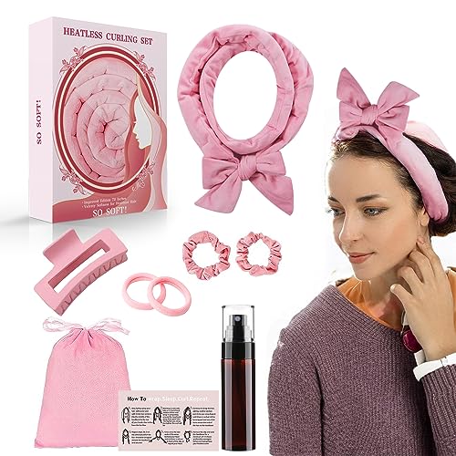 Produktbild: hitzefreie locken, heatless curls band set, rutschfeste lockenwickler für übernacht-haare