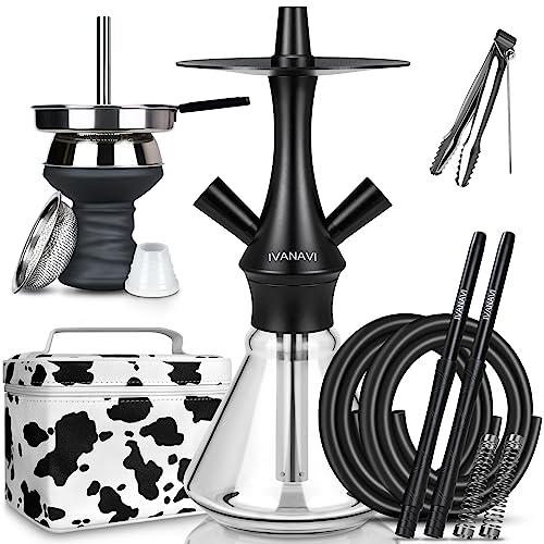 ivanavi mini shisha set 2 schlauchanschlüsse, shisha to go mit tasche - schwarz