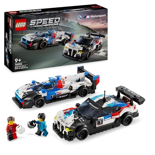 lego speed champions bmw m4 gt3 und bmw m hybrid v8 spielzeug mit 2 modellautos und minifiguren 76922