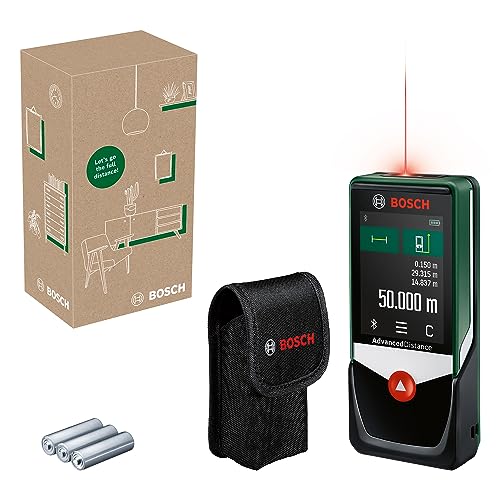 Bosch laserentfernungsmesser advanceddistance 50c, bis 50m, touch-display, messfunktionen