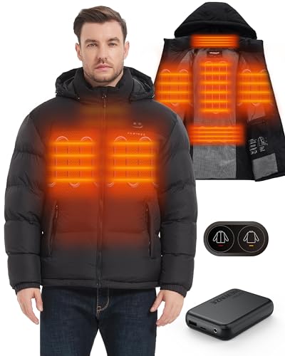 hewinze beheizte kapuzenjacke herren mit dual-control heizung, 7,4-v-akku, schwarz