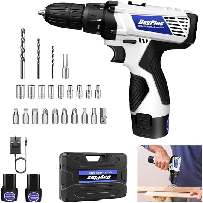 akku-bohrschrauber 16,8v mit 2 akkus 1,5ah, 45nm, 25+1 drehmomentstufen und zubehör