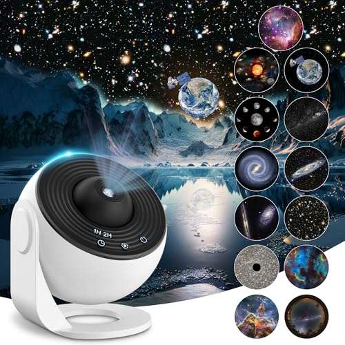 mexllex sternenhimmel projektor mit 12 planeten discs, galaxy lampe für kinder