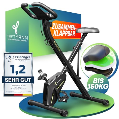 tretmann klappbarer hometrainer fahrrad ergometer bis 150kg belastbar, leise, bequem