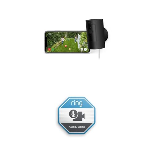 ring außenkamera stick up cam plug-in, 1080p hd, wlan, witterungsbeständig, alexa-kompatibel