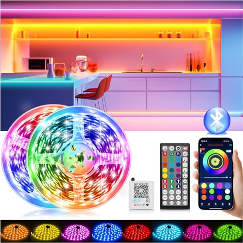 led strip 30 m mit fernbedienung, app und musik-synchronisation, rgb farbwechsel für zimmerdeko