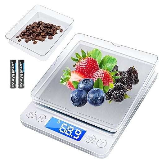 jophek digitale küchenwaage 3 kg 0,1 g mini lebensmittelwaage lcd-display