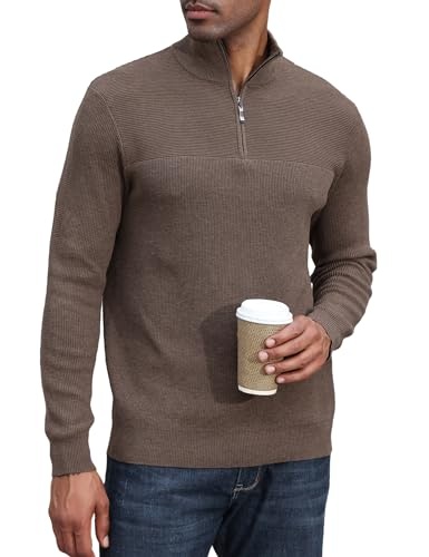 Stylischer Atforna Herren Strickpullover im Regular Fit: Grobstrick, lässiger Stehkragen mit Reißverschluss. Ideal für Herbst und Winter. Jetzt entdecken!