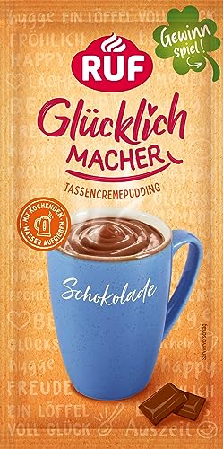 RUF Tassenpudding Schokolade, cremiger Dessertschnellpudding, nur Wasser hinzufügen, 59g