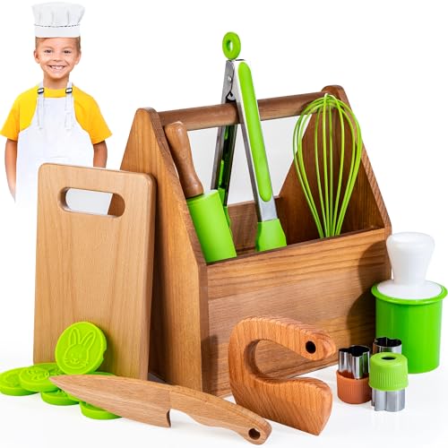 woodmam kinderküche zubehör holzspielzeug mit kochmütze und schürze für kinder ab 3 Jahren
