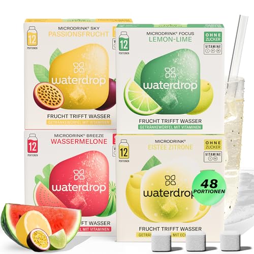 waterdrop tropische früchte set  48 zuckerfreie geschmackswürfel in 4 sorten