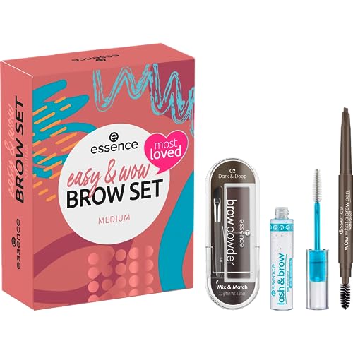 essence cosmetics Augenbrauen Set easy & WOW brow medium, vegan, 3-teilig