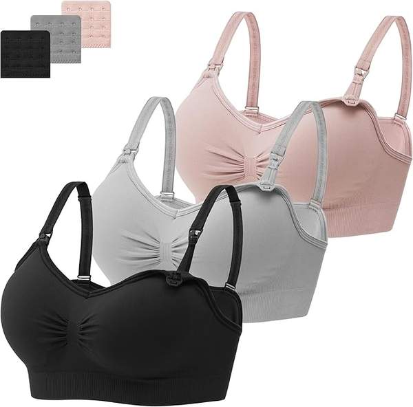 Still-BH nahtlos 3er Set mit Verlängerungen, ohne Bügel, Schwarz Grau Rosa, S