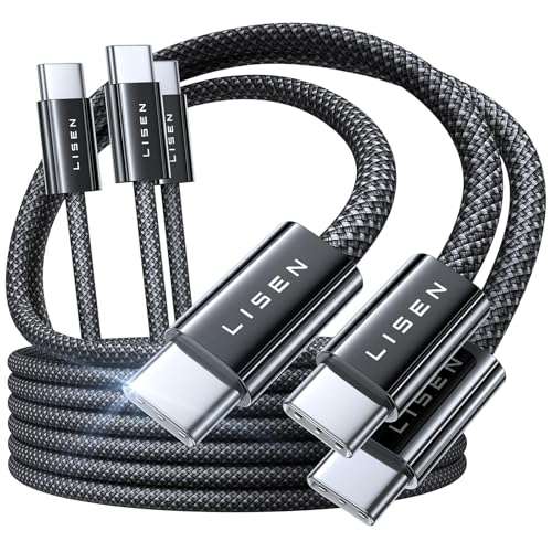 lisen usb c kabel 100w 3 stück 1m 2m nylon geflochten schnellladekabel für iphone16 iPad pro macbook air samsung galaxy s24 laptops