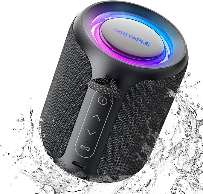 Deeyaple Bluetooth Lautsprecher Klein IPX7 Wasserdicht Tragbar 12H Wiedergabe Schwarz