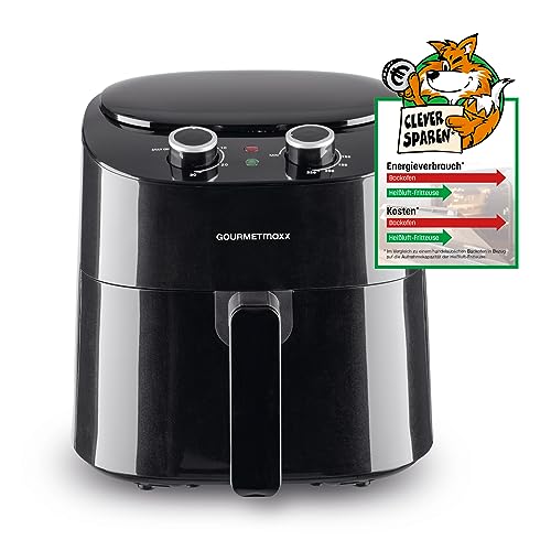 gourmetmaxx hot air fryer 4.5 l, airfryer 8 programme, lcd display, 1400 w, schwarz