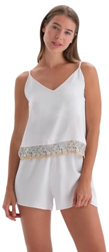 Produktbild: dagi ecru v-neck floral camisole set für frauen, slim fit, size xl