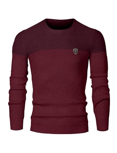 Produktbild: herren pullover rot rundhals elegancity winter strickpullover slim fit m