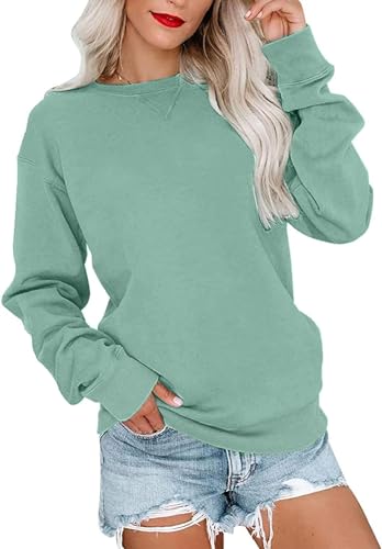 VIGVAN damen sweatshirt pullover langarmshirt rundhals baumwolle casual herbst winter