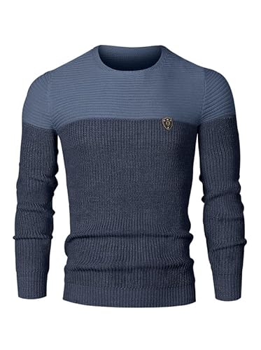 herren pullover dunkelblau rundhals slim fit elegancity warm strickpullover xl