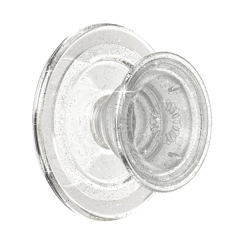 popsockets popgrip round magSafe mit adapter ring, ausziehbare basis und handle klar glitter