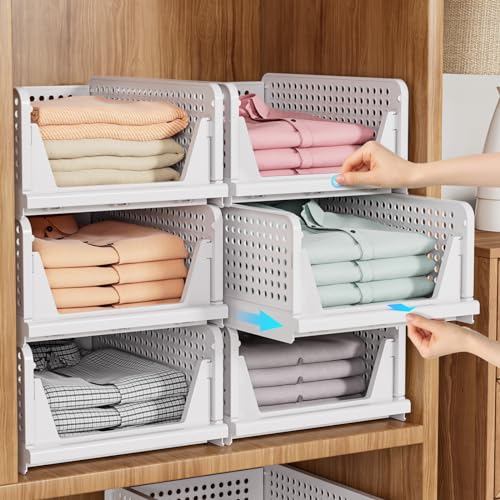 snsLxh 5er pack schrank organizer faltbar stapelbar weiß für bad küche kleiderschrank