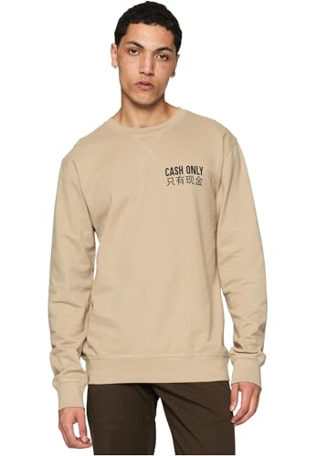 mister tee sweatshirt herren cash only crewneck darksand gr. m