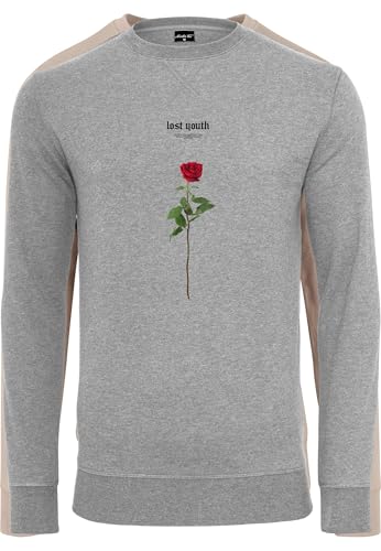 mister tee crewneck herren rose lost youth grau xs