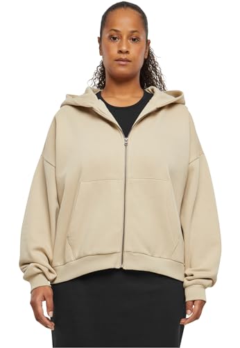 urban classics damen zip hoody kapuzenpullover boxy wetsand gr. s