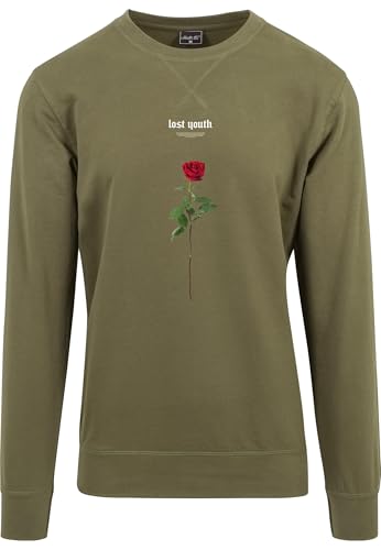 mister tee crewneck herren lost youth rose xl olive