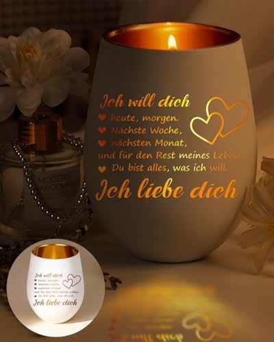 Produktbild: Valentinstag Teelichthalter mit Gravur Ich Liebe Dich  Geschenk für Freundin, Ehefrau