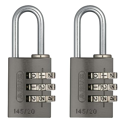 abus kombinationsschloss 145/20 titan, aluminium, individuel einstellbarer code, 2er pack