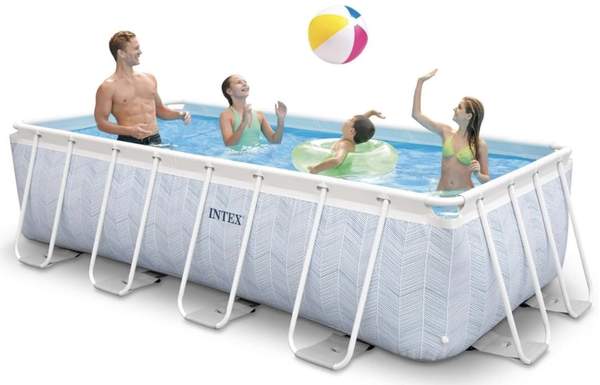 intex chevron prism rechteckiger pool mit filterpumpe und leiter 359,99