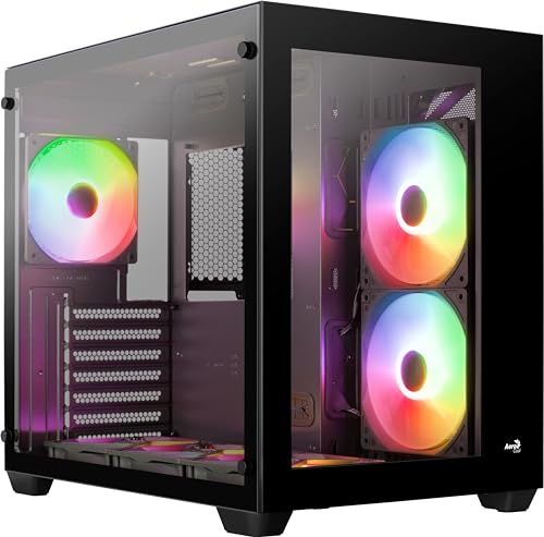 aerocool dryft v2 midi-tower mit 6x argb-lüfter, atx, bis 419 mm gpu, tempered glass