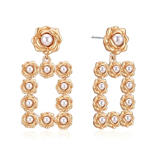 lanbeide ohrhänger mit großen quadratischen perlen, hypoallergener schmuck für frauen