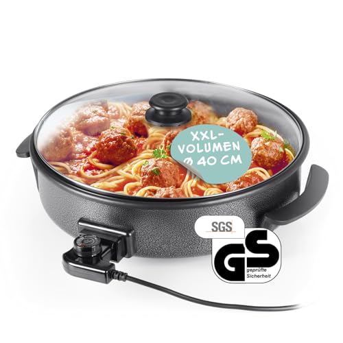 gourmetmaxx multifunktionspfanne 40cm mit thermostat und glasdeckel, 1500W