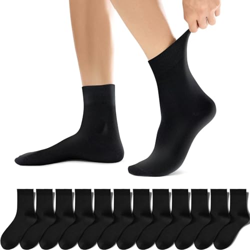 YouShow sportsocken herren 39-42, damen schwarz, baumwolle, 12 paar, winter, atmungsaktiv