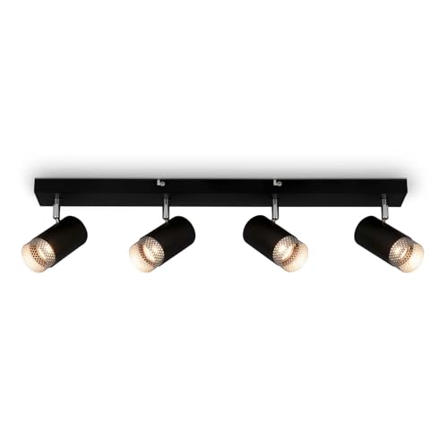 briloner deckenlampe schwarz-chrom-matt schwenkbar für wohnzimmer, schlafzimmer, küche