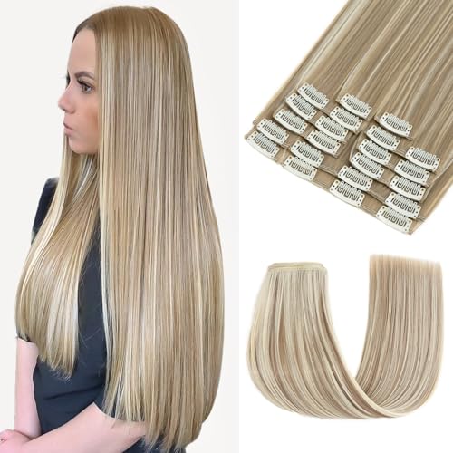 elailite clip in extensions 12 pcs haarverlängerung 55 cm sandblond mix 180 g