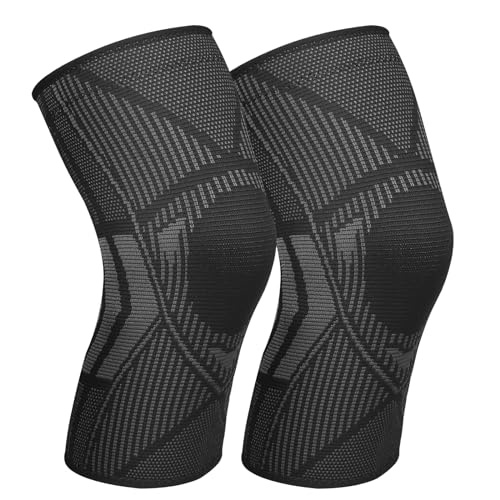 kniebandage kompression rutschfest elastisch 2 stück für arthritis meniskusriss jogging (l, schwarz)
