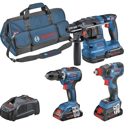 bosch werkzeug-set mit 3 akkus, ladegerät und tasche, 499,60 statt 563