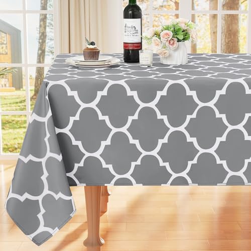 smiry abwaschbare tischdecke grau 100x140cm rechteckig polyester wasserabweisend für outdoor und küche