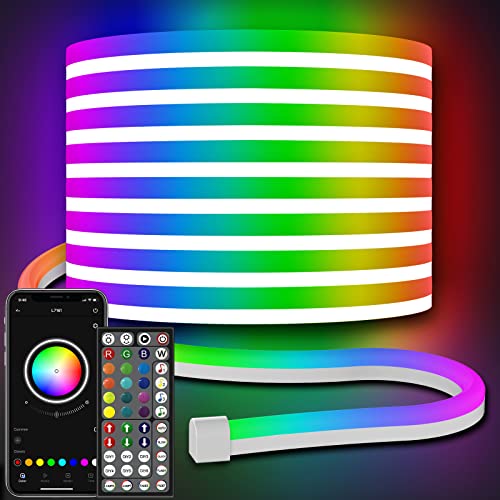 neon led strip 10m von ailbton, flexible rgb lichtleiste, app/remote steuerung, ip65 waterproof