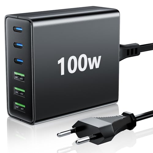 finibo usb c ladegerät 100w 6-port schnelles ladegerät für macbook, ipad, smartphones