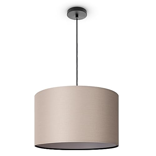 paco home pendelleuchte aluminium stoff hängelampe 45,5 cm esszimmerlampe e27 1-flammig